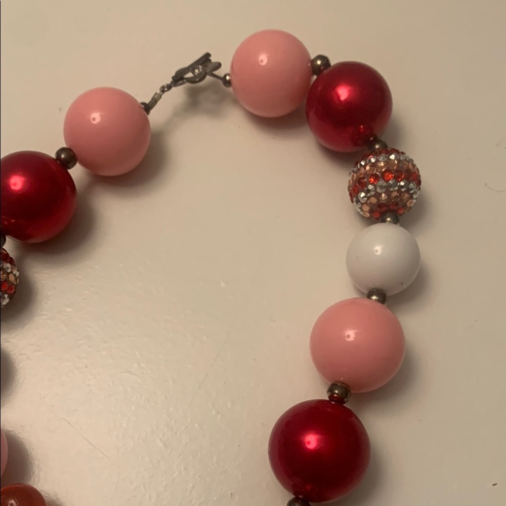 Pink and Red Beaded Necklace with Decorative Charm - Picture 4 of 8